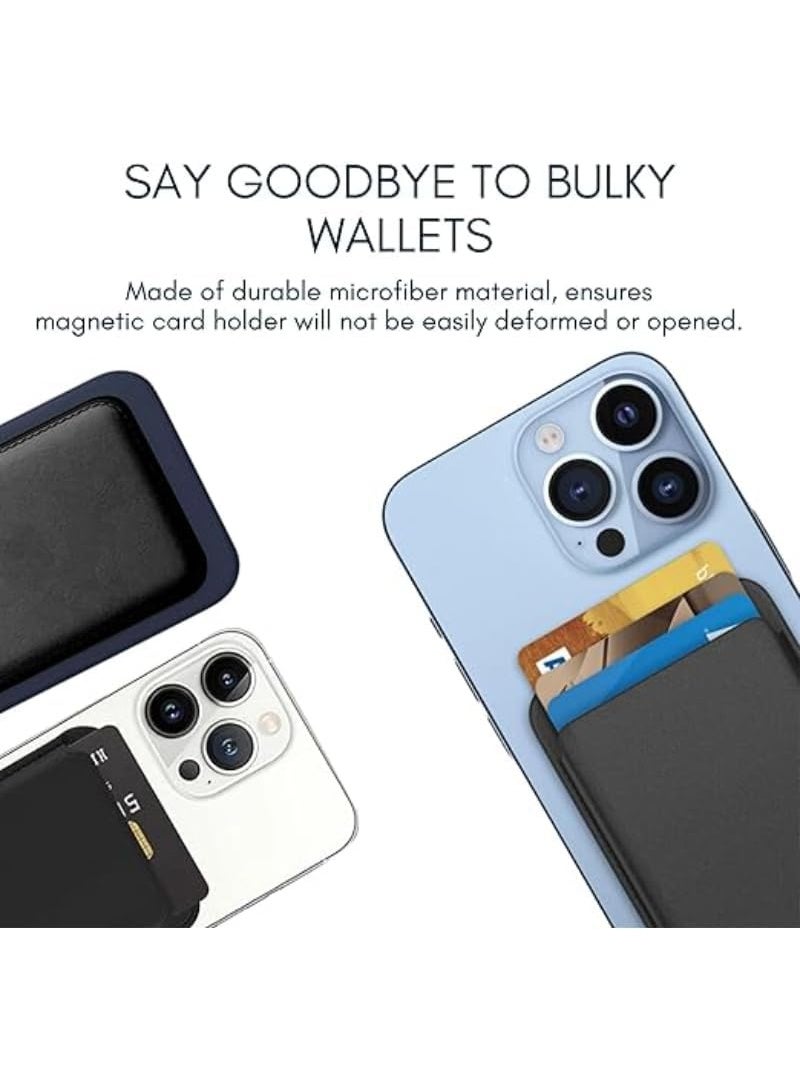 Leather Wallet Card Holder, Supports Magnetic Charging, Scratch Resistant, Shockproof, Stylish Design with All-Around Protection for Daily Use iPhone 12/13 and 15 Pro max All Models (Mini/ Pro/Pro Max) - Black - Image 5